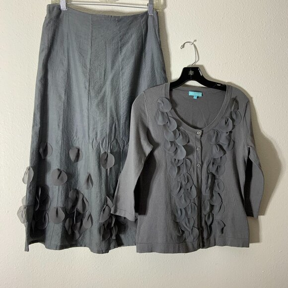 Blue Illusion, Sz S, women suit (light jacket & skirt), gray - Picture 1 of 9